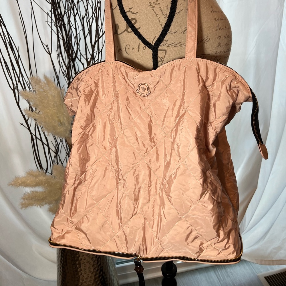 Moncler Leather DOMITILLE Blush Quilted Zip Up Hidden Bag  Mixed Media - Picture 4 of 13